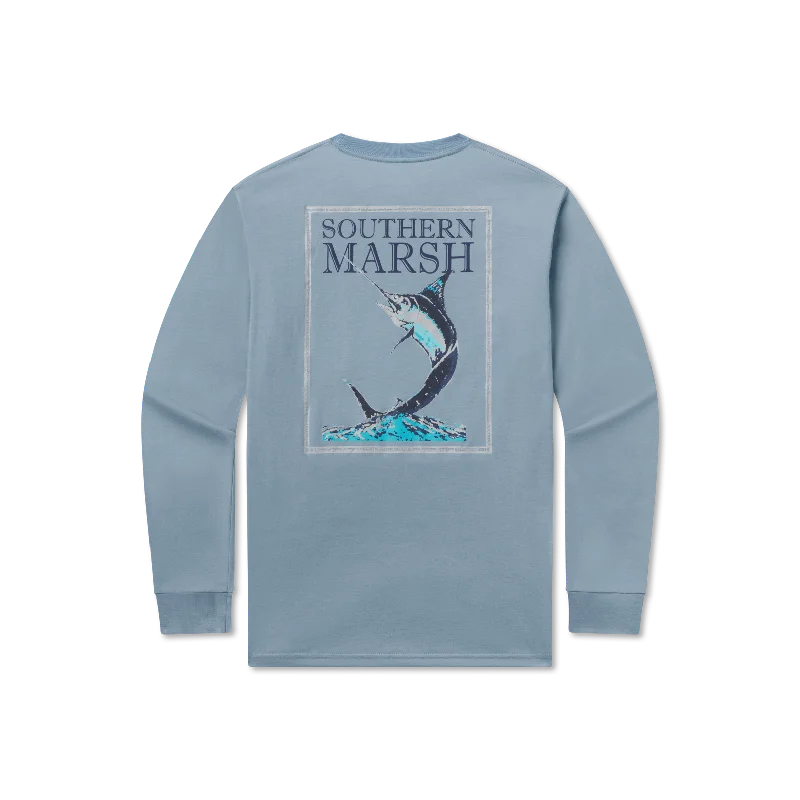 Blue Marlin Fishing Tee - Long Sleeve