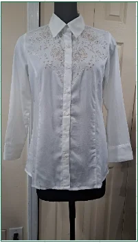 Annie Ivory Embroidered Western Snap Shirt