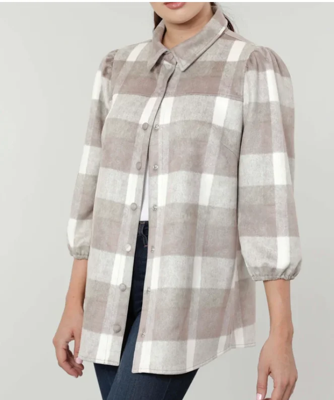 Faux Leather Plaid Snap Shirt