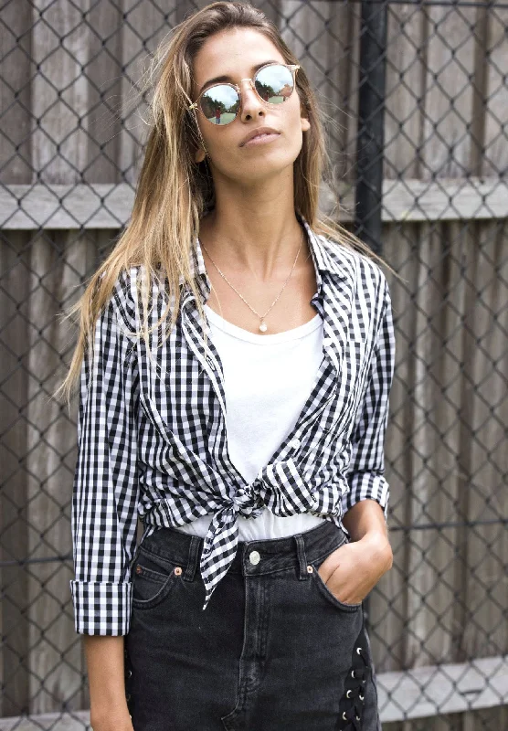 Gigi Black Gingham Relaxed Cotton Shirt