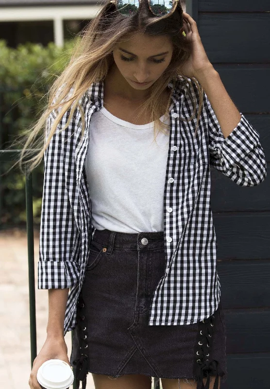 Gigi Black Gingham Relaxed Cotton Shirt