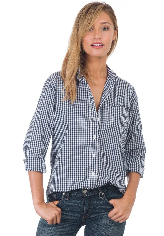 Gigi Blue Gingham Small Checks Relaxed Cotton Shirt