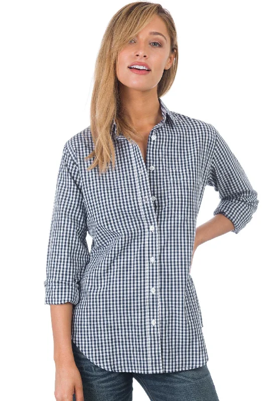 Gigi Blue Gingham Small Checks Relaxed Cotton Shirt