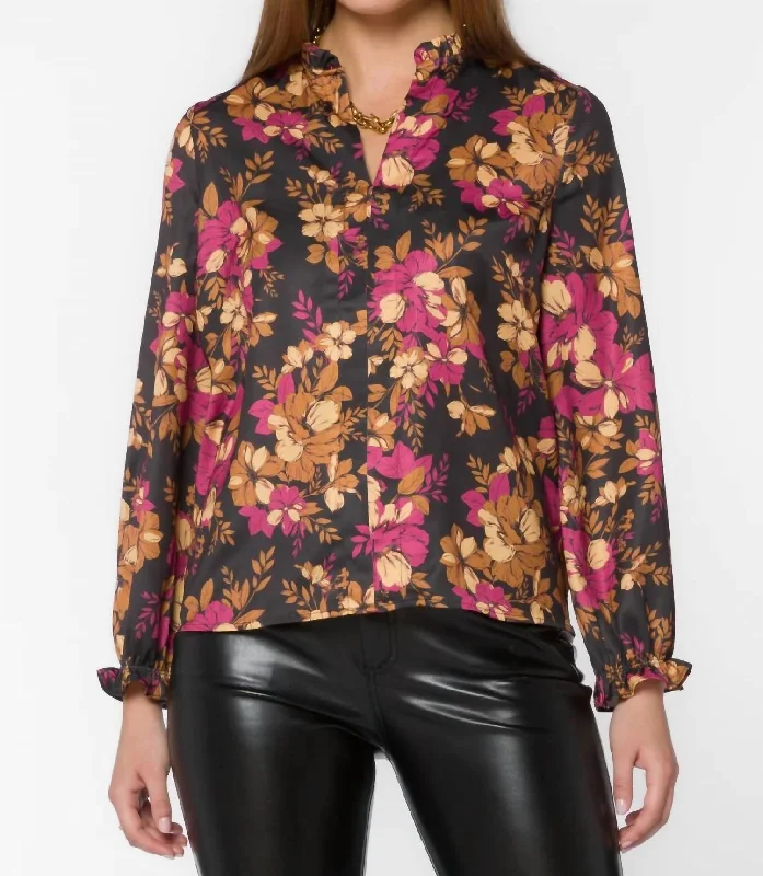 Maggie Blouse In Gold Floral