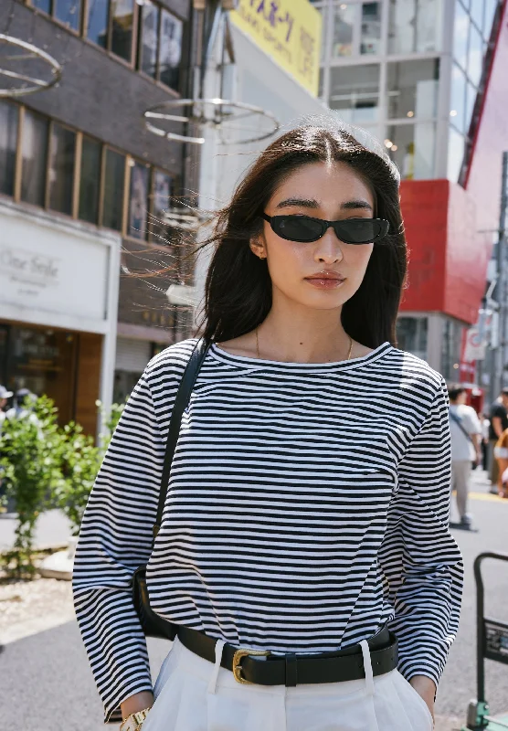 Marina Dark Blue Stripes - Long Sleeve T-Shirt