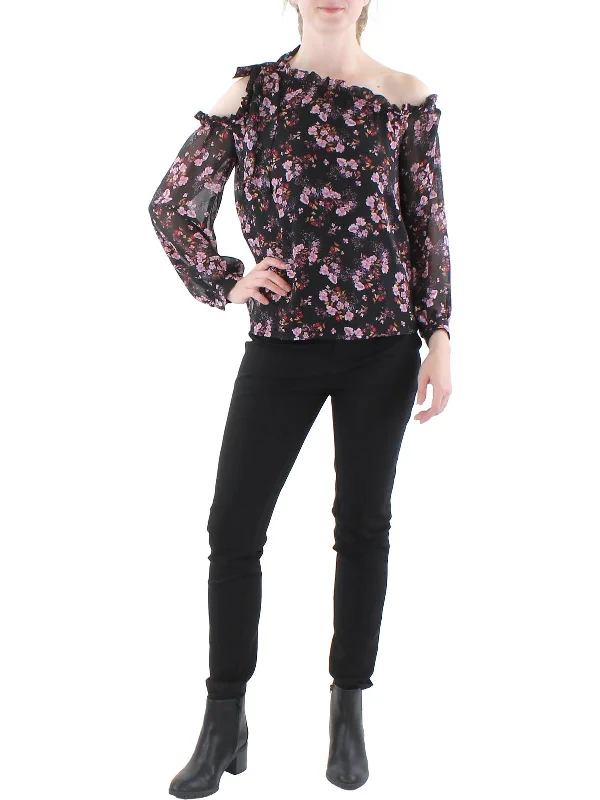 Womens Floral One Shoulder Blouse