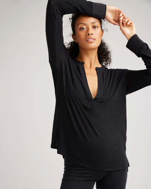 Women's Recycled Jersey Deep Split Long Sleeve Tee