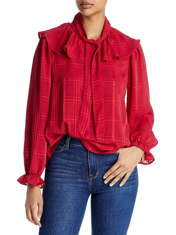 Womens Satin Ruffled Blouse