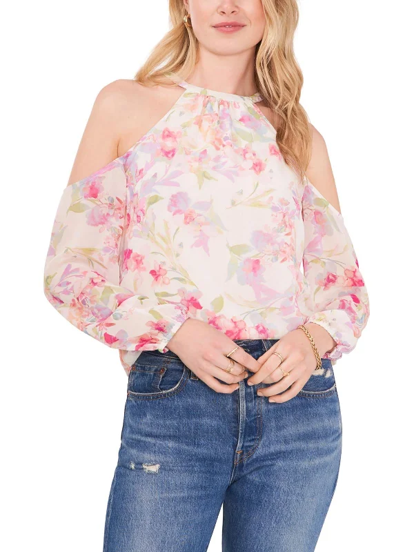 Womens Sheer Floral Blouse