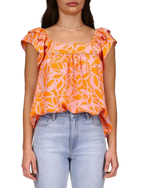 Womens Square Neck Printed Blouse