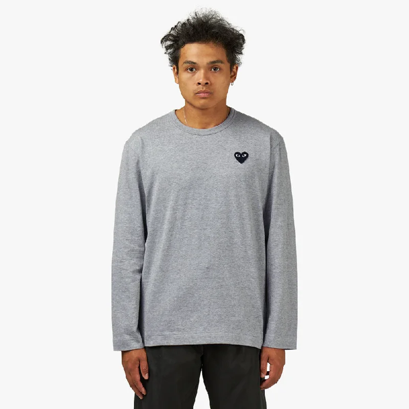 COMME des GARCONS PLAY Black Heart Long Sleeve T-Shirt / Grey