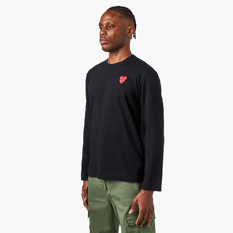 COMME des GARÇONS PLAY Double Heart Long Sleeve T-shirt / Black