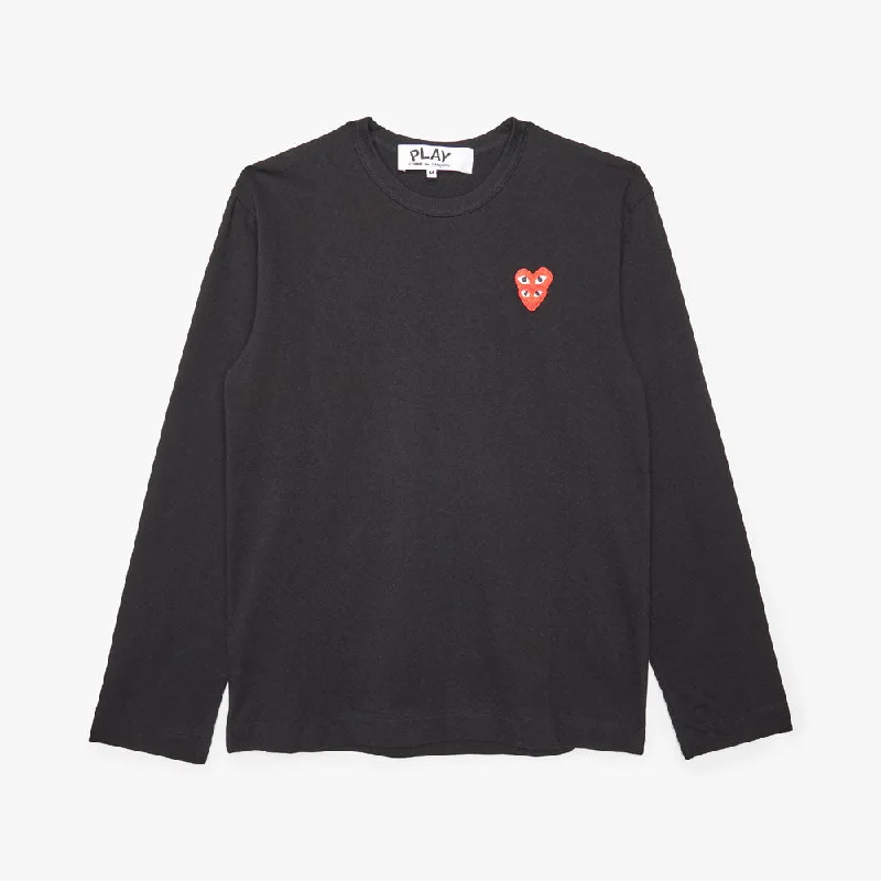 COMME des GARÇONS PLAY Double Heart Long Sleeve T-shirt / Black