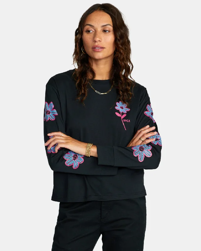 Happy Daisy Long Sleeve T-Shirt - RVCA Black