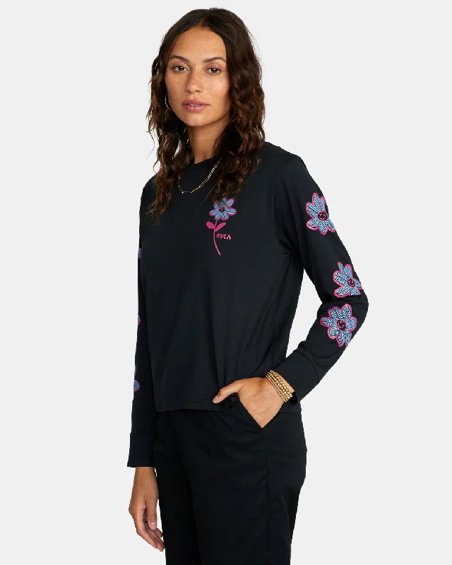 Happy Daisy Long Sleeve T-Shirt - RVCA Black