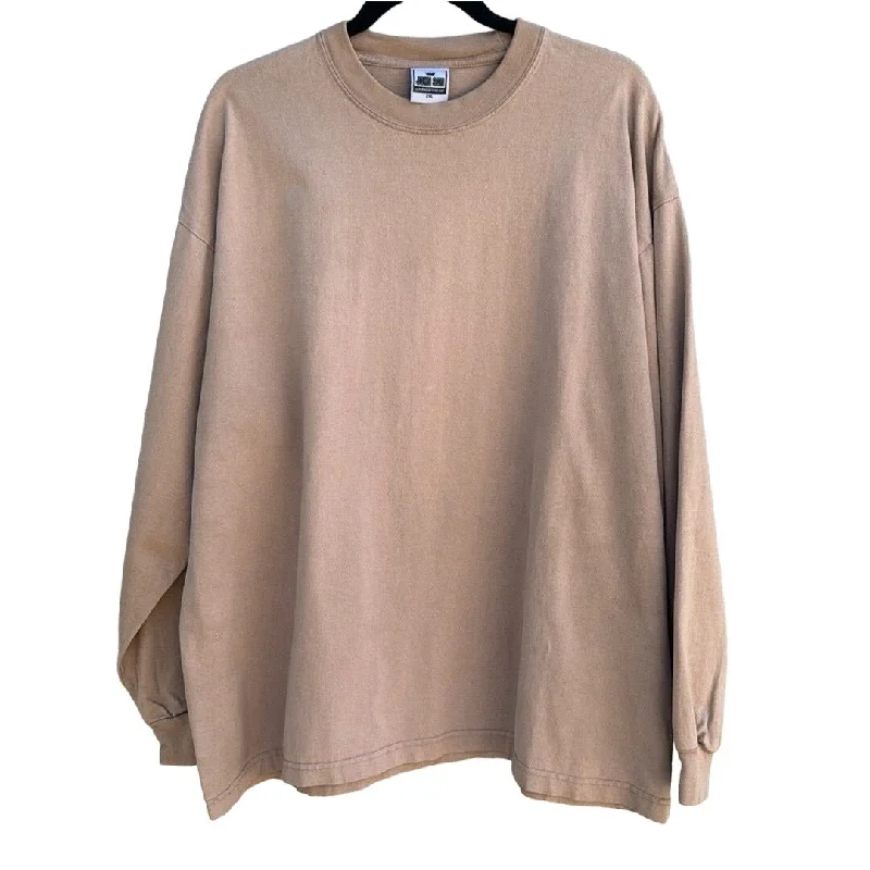 John Son Vintage Streetwear Men's Super Heavy Weight Long Sleeve T-Shirt 2XL Tan