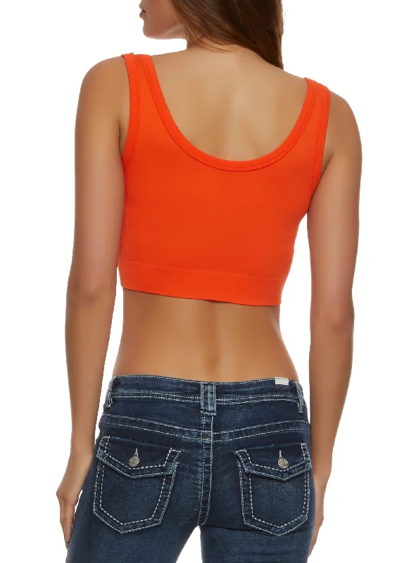 Ribbed Knit Seamless Cropped Tank Top