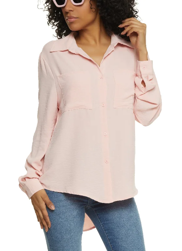 Crepe Knit Button Front Shirt