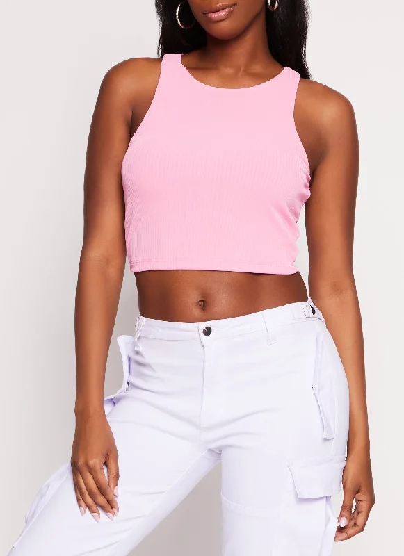 Iris Ribbed Knit Cropped Tank Top