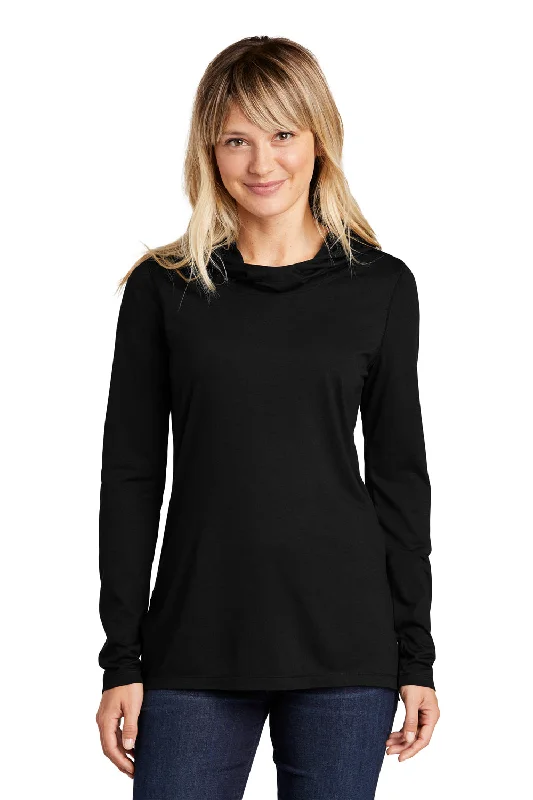 Sport-Tek Womens Moisture Wicking Cowl Neck Long Sleeve T-Shirt - Black