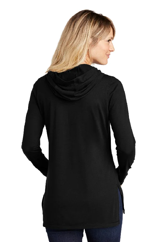 Sport-Tek Womens Moisture Wicking Cowl Neck Long Sleeve T-Shirt - Black