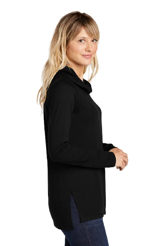 Sport-Tek Womens Moisture Wicking Cowl Neck Long Sleeve T-Shirt - Black