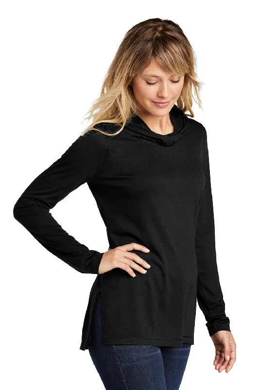 Sport-Tek Womens Moisture Wicking Cowl Neck Long Sleeve T-Shirt - Black