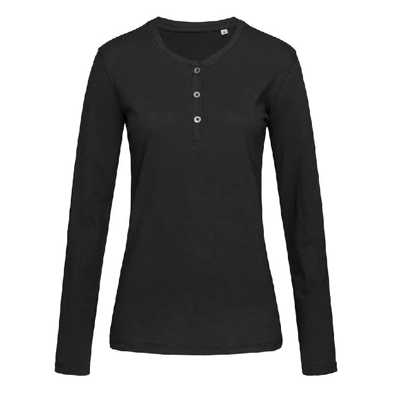 Stedman Womens/Ladies Sharon Slub Henley Long Sleeved Tee