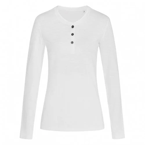 Stedman Womens/Ladies Sharon Slub Henley Long Sleeved Tee