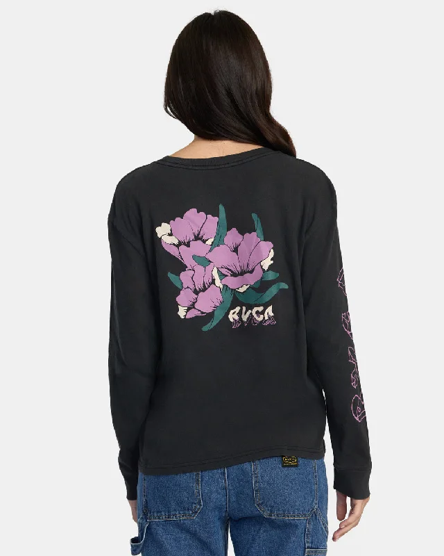 Wildflower Long Sleeve T-Shirt - Washed Black