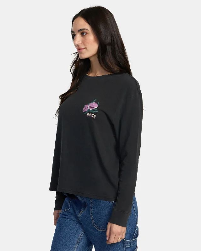 Wildflower Long Sleeve T-Shirt - Washed Black