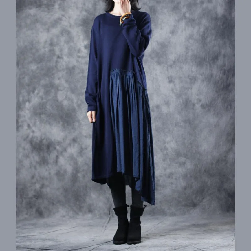 Boutique Black Knit Dress Fall Fashion O Neck Wrinkled Pullover Patchwork Pullover Sweater Boutique Black Knit Dress Fall Fashion O Neck Wrinkled Pullover Patchwork Pullover Sweater