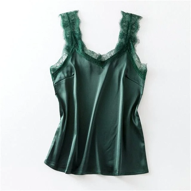 Hot Sale Sexy Lace Tank Top - Women Summer Casual Satin Silk Vest - Backless Lace Up Basic Tops - Sleeveless Camisole (TB3)