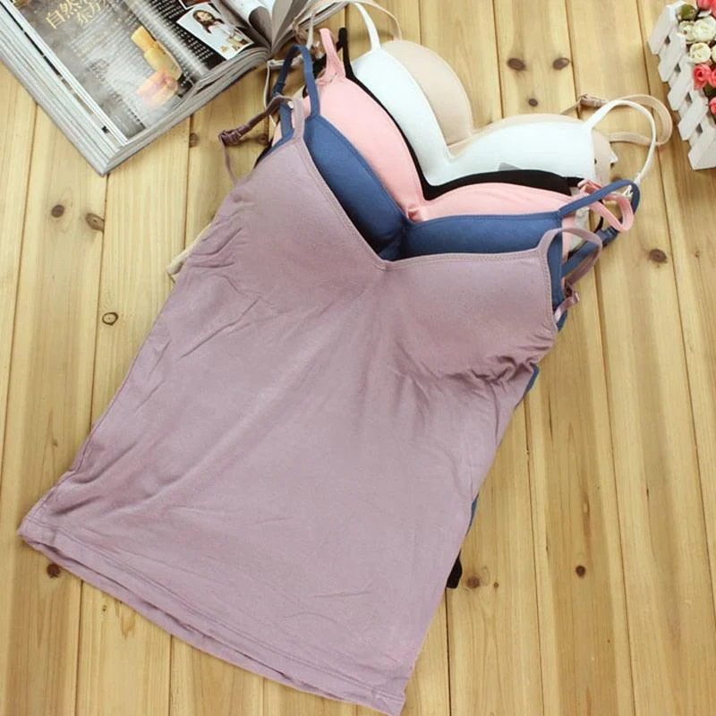 Women Underwear Female Camisole Tops - Sexy Women Padded lingerie Spaghetti Straps -Sleeveless V Neck Backless Sling Tops (TB3)