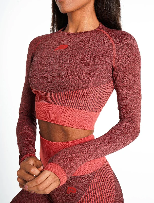 ADAPT Seamless Long Sleeve Crop Top - Coral Quartz