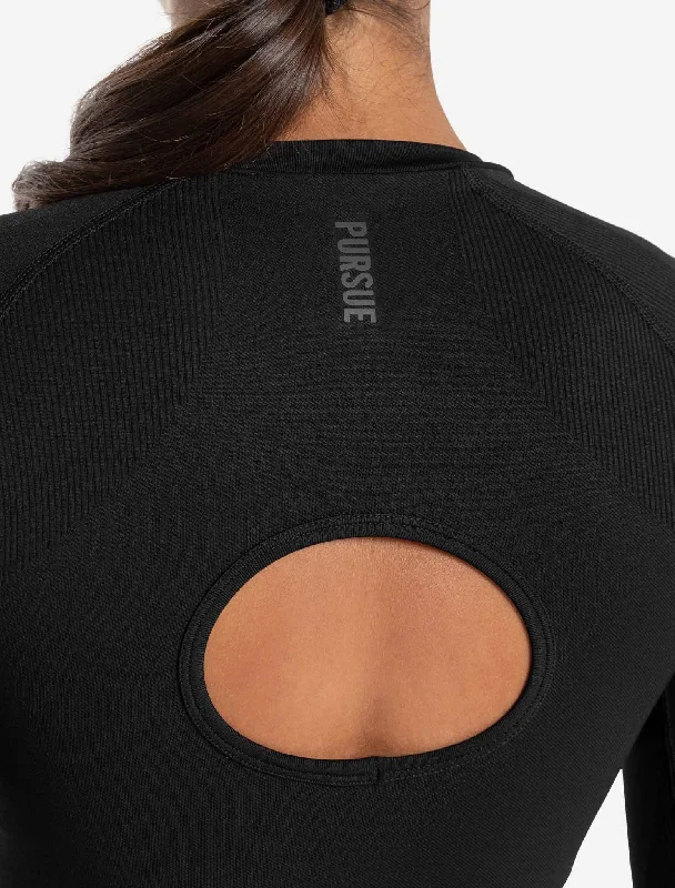 Core Seamless Long Sleeve Crop Top - Blackout