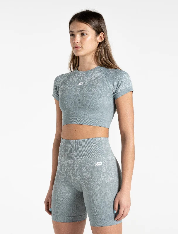 Cosmic Seamless Crop Top - Teal Ombre