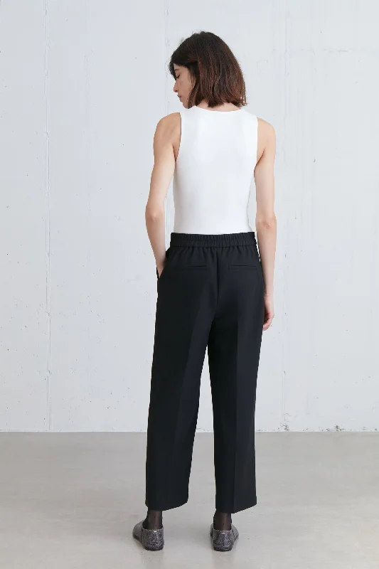 CROPPED HALF ELASTIC WAIST PANT