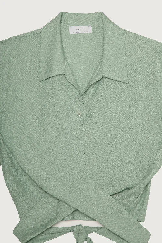 CROPPED SHIRT WITH WRAP TIES