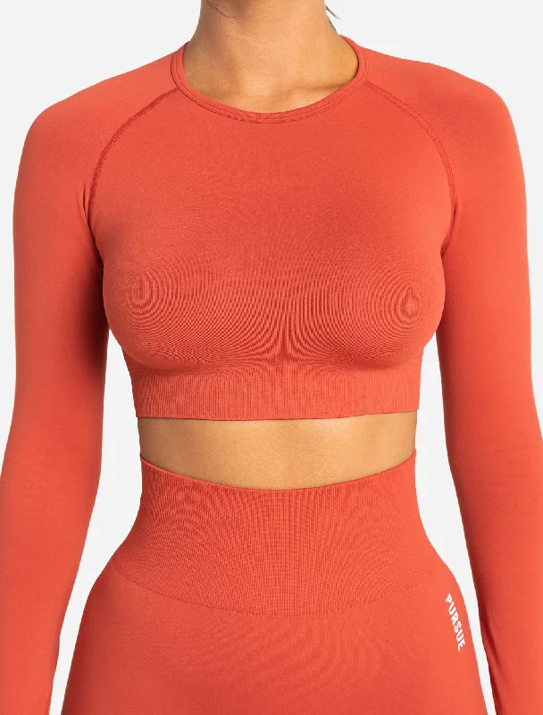 Move Seamless Long Sleeve Crop Top - Burnt Red