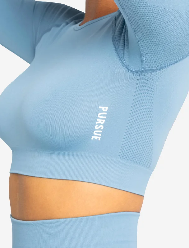 Move Seamless Long Sleeve Crop Top - Sky Blue