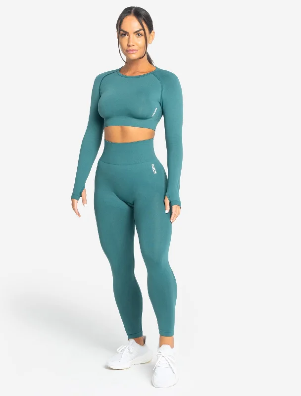 Move Seamless Long Sleeve Crop Top - Teal