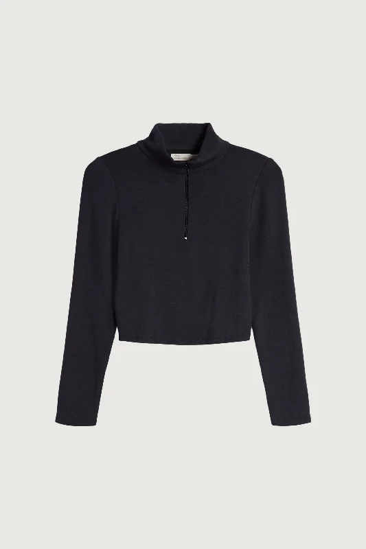 CROPPED QUARTER ZIP LONG SLEEVE TOP