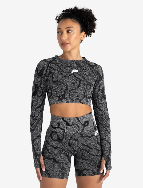 Sustainable Seamless Long Sleeve Crop Top - Black