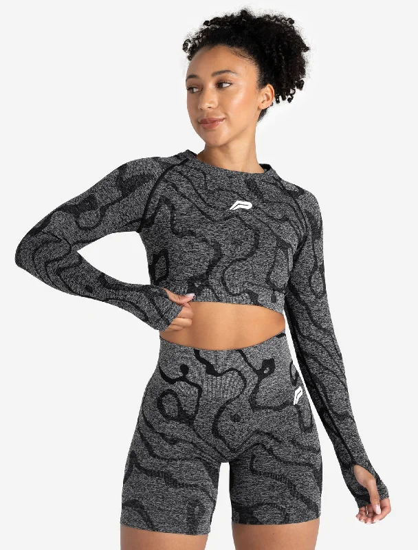 Sustainable Seamless Long Sleeve Crop Top - Black