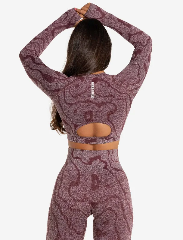 Sustainable Seamless Long Sleeve Crop Top - Burgundy