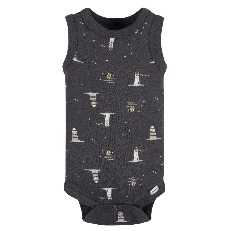 4-Pack Baby Boys Coastal Sleeveless Onesies® Bodysuits