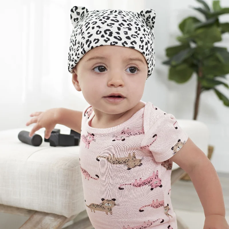 4-Pack Baby Girls Leopard Short Sleeve Onesies® Bodysuits