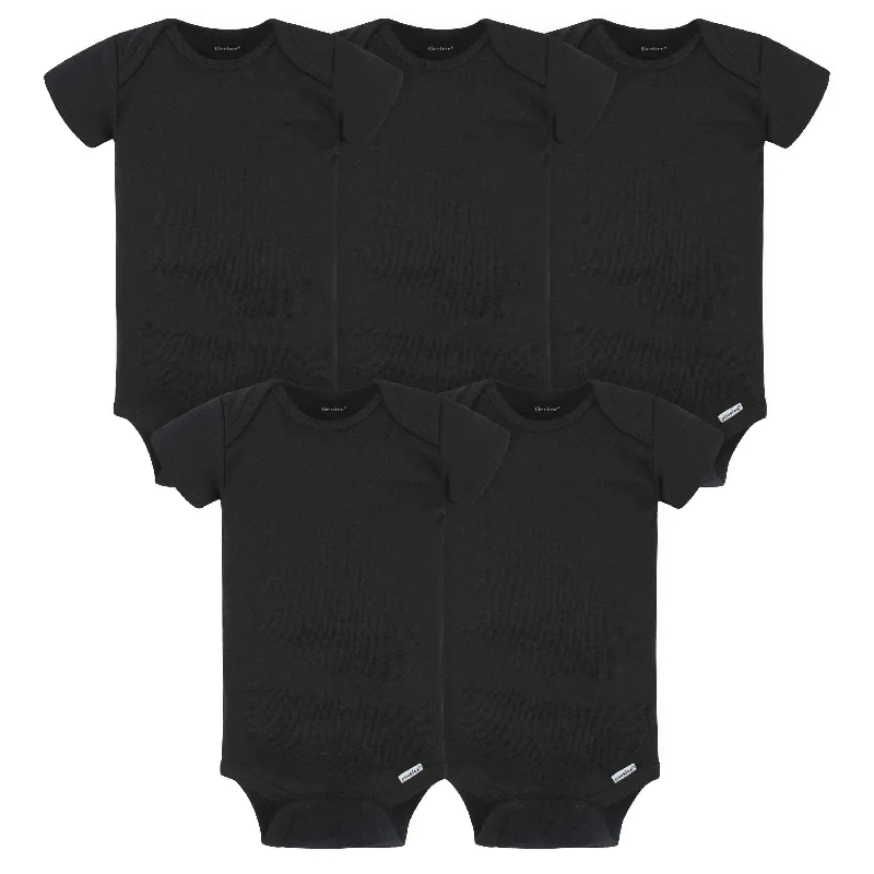 5-Pack Baby Black Ribbed Onesies® Bodysuits