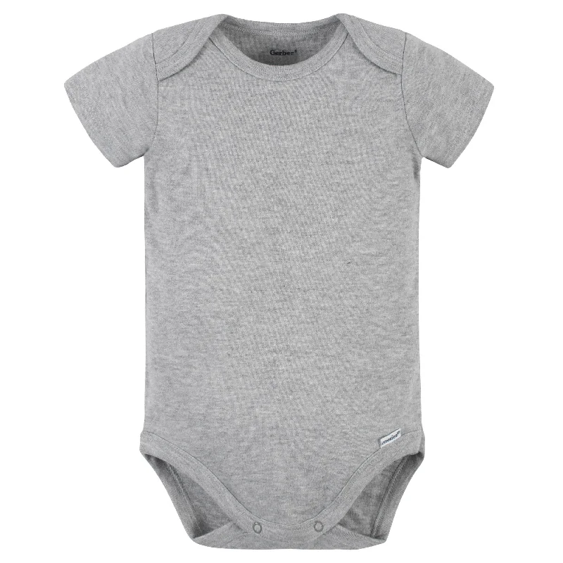 5-Pack Baby Heather Grey Premium Short Sleeve Onesies® Bodysuits